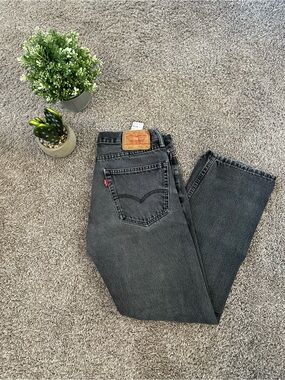 Levi's Black / Charcoal 501 Straight Fit Jeans